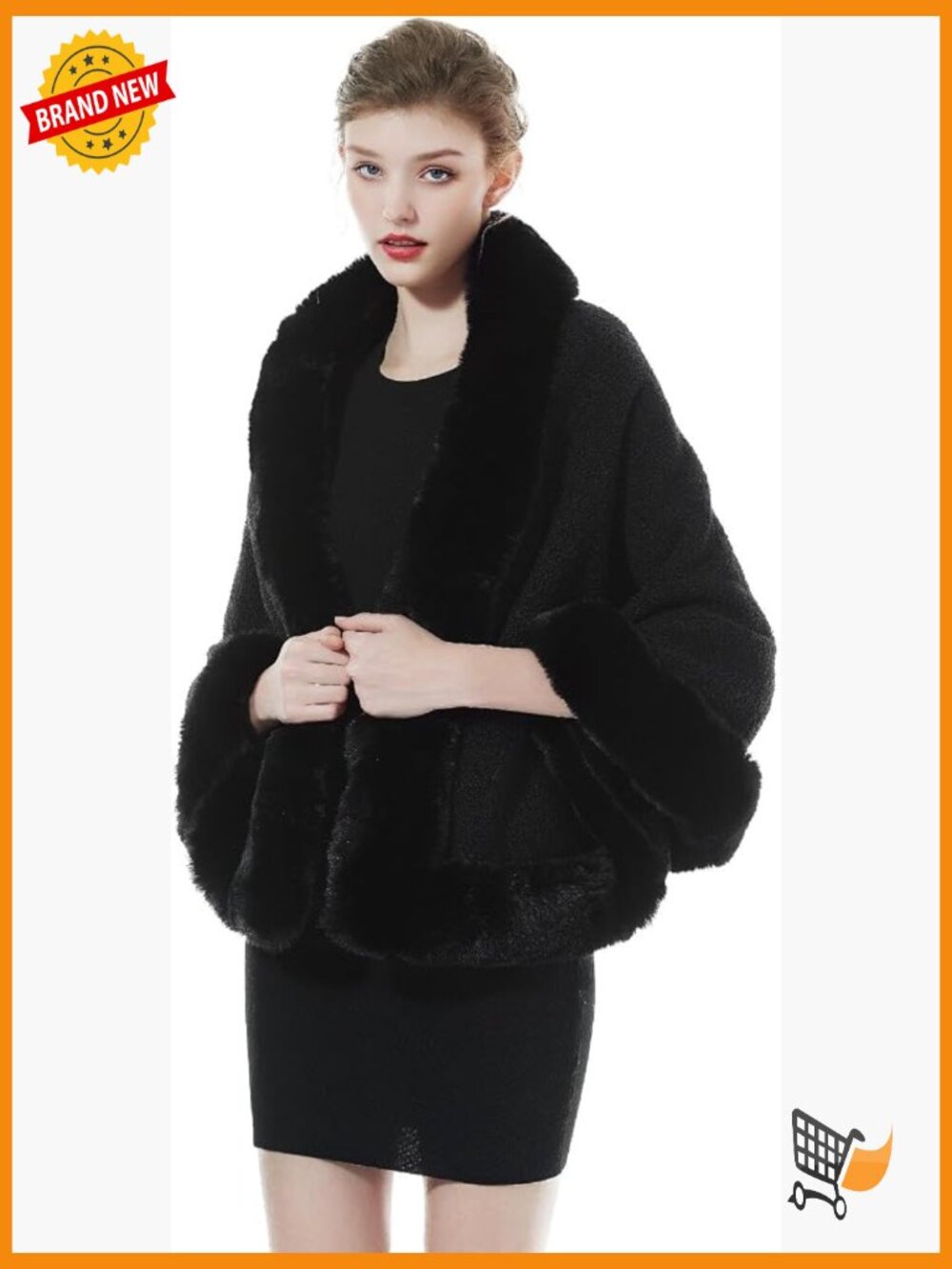 Faux Fur Shawl Wrap Bridesmaid Stole Cape Shrug Wedding Fur Trim Wraps &
